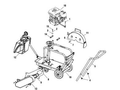 Main Unit (866055) Diagram and Parts List for 866055-EX14-S  Briggs and Stratton Saw